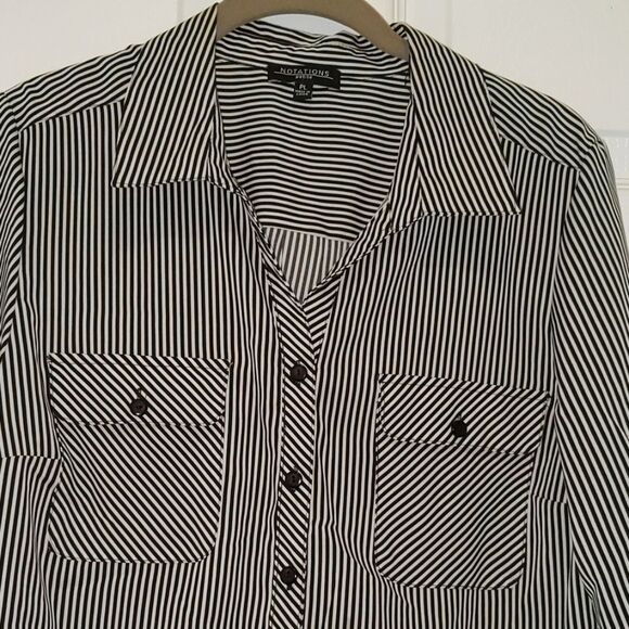 Notations black button down blouse Sz PL - Picture 3 of 5